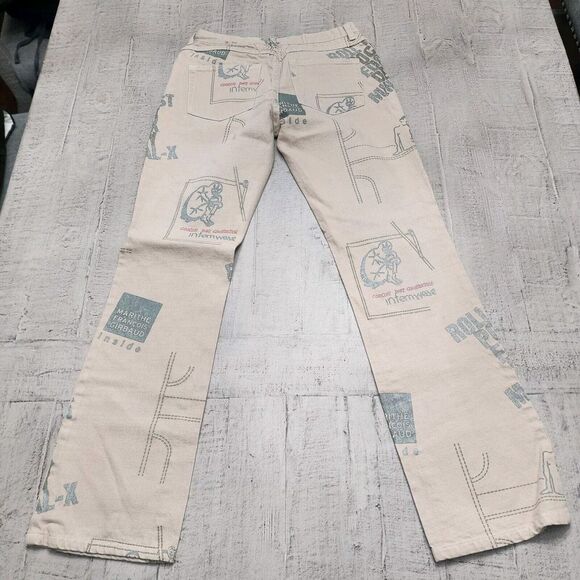 VINTAGE Marithe Francois Girbaud Jeans Men 29 Beige All Over Print 29x31 - Picture 9 of 16
